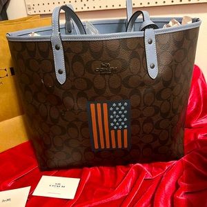 Coach reversible city tote - patriotic